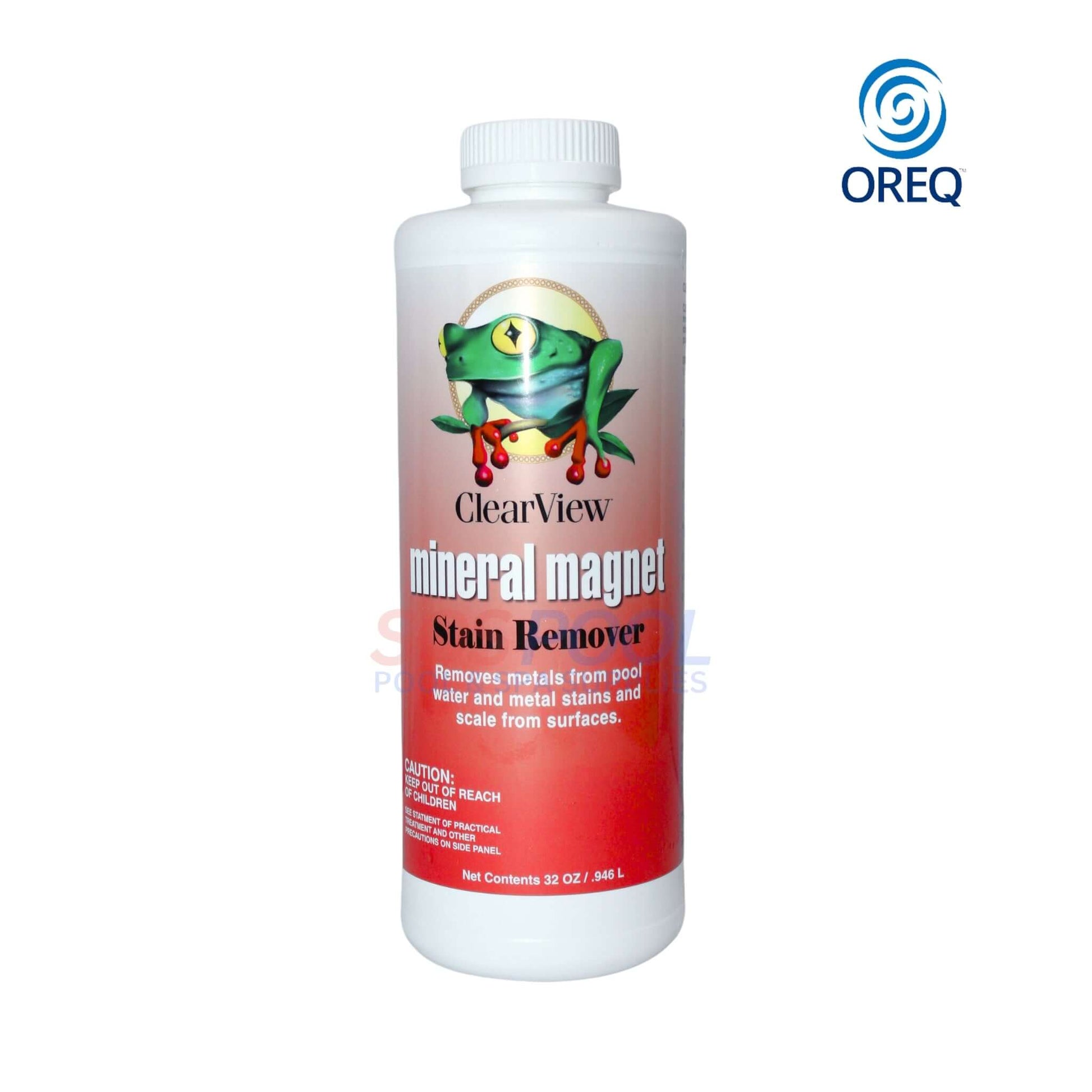 ClearView Mineral Magnet Stain Remover 32oz CVLMMQT12 removes metals from pool water and stains. SOS Pool solution.