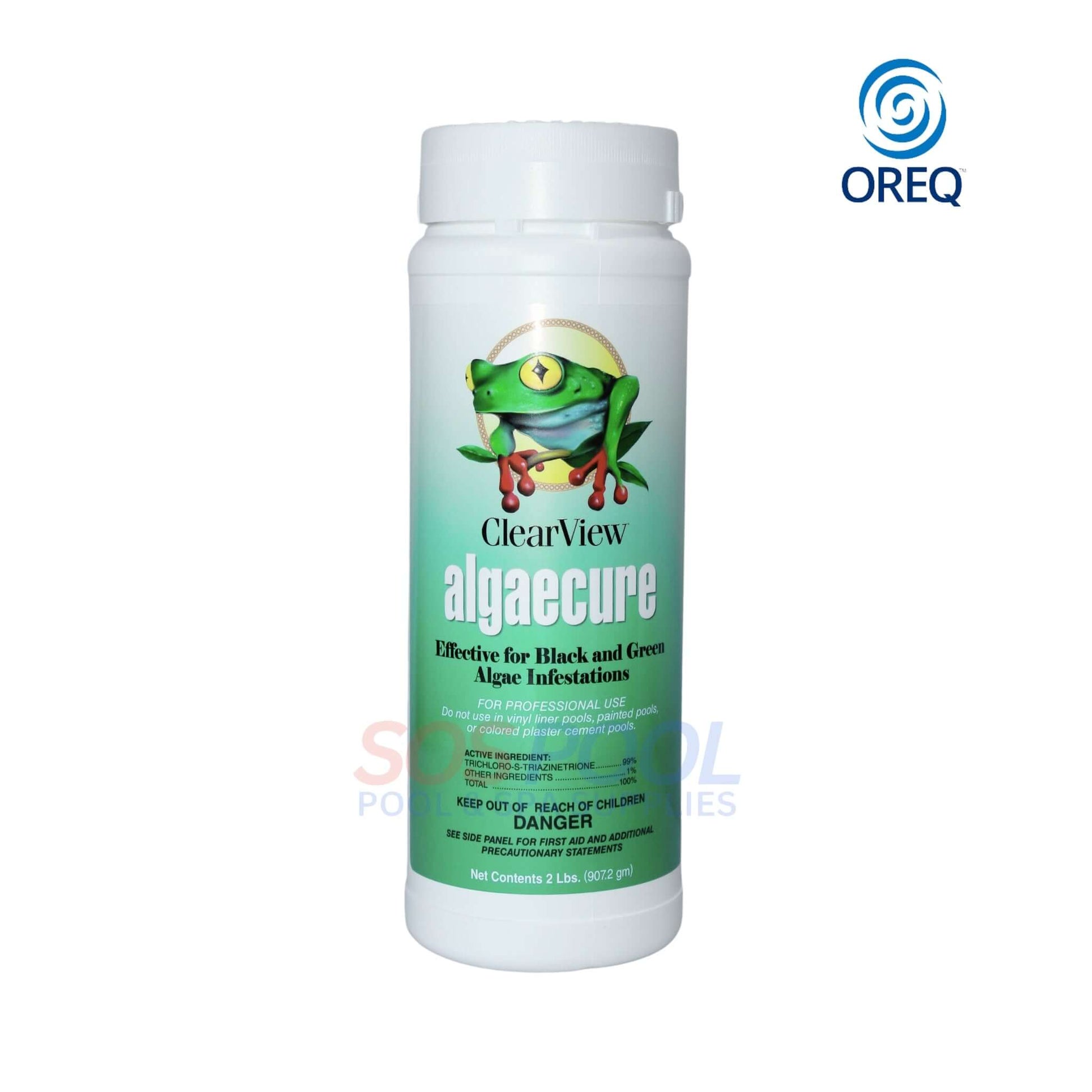 ClearView AlgaeCure Black Algae Killer Granular Trichlor 2lb for SOS Pool use. Effective against black and green algae.
