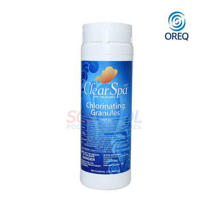 Clear Spa Chlorinating Granules 2lb CSDD002 for effective spa water sanitation and clarity, SOS Pool. High chlorine concentration.