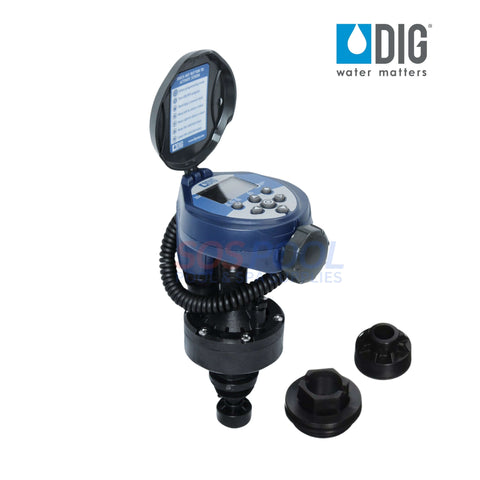 DIG Battery Powered Digital Irrigation Timer with 3/4" Actuator RBCMVA for efficient irrigation. SOS Pool compatible.