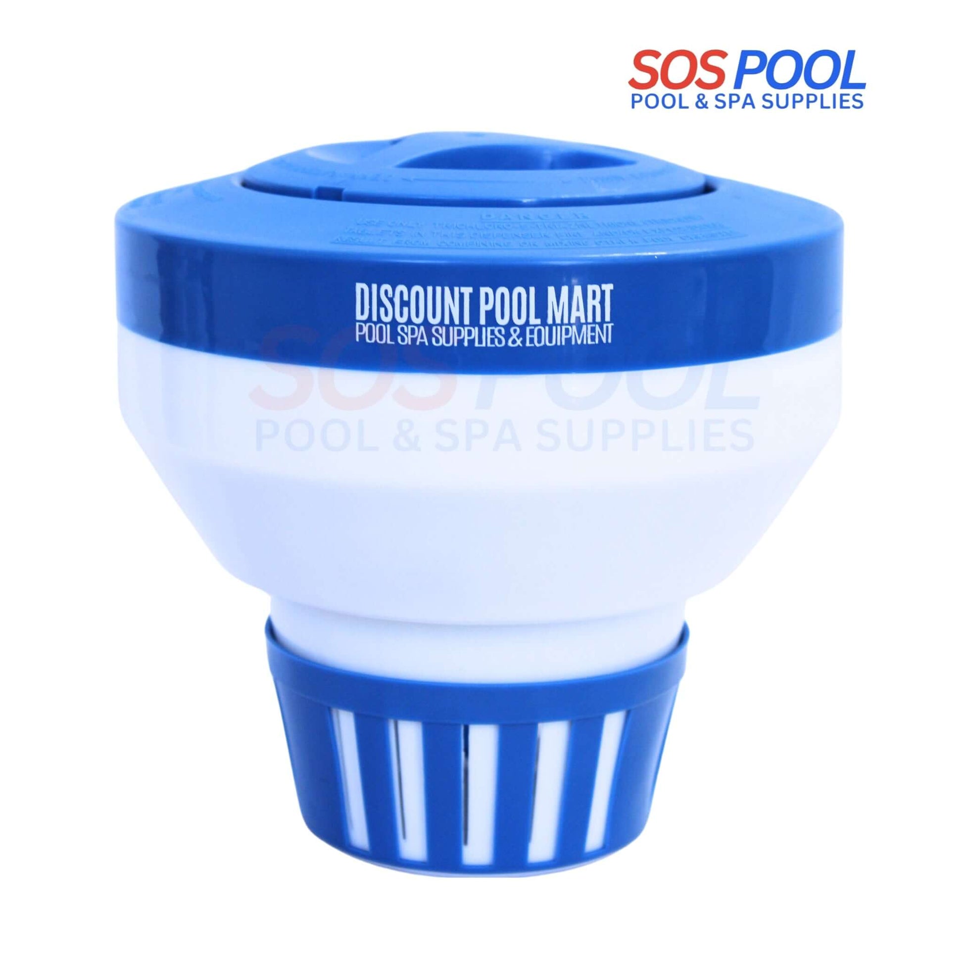 DPM 3" Tablet Floater in blue and white, model CL330DPM, for chlorine tablets, ideal for swimming pools and spas from SOS Pool.