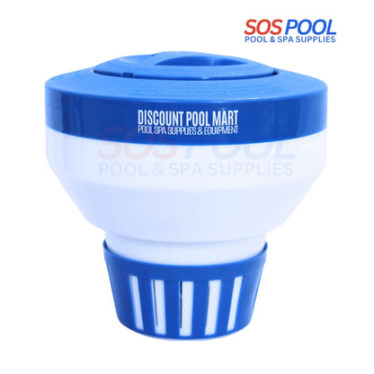 DPM 3" Tablet Floater in blue and white, model CL330DPM, for chlorine tablets, ideal for swimming pools and spas from SOS Pool.