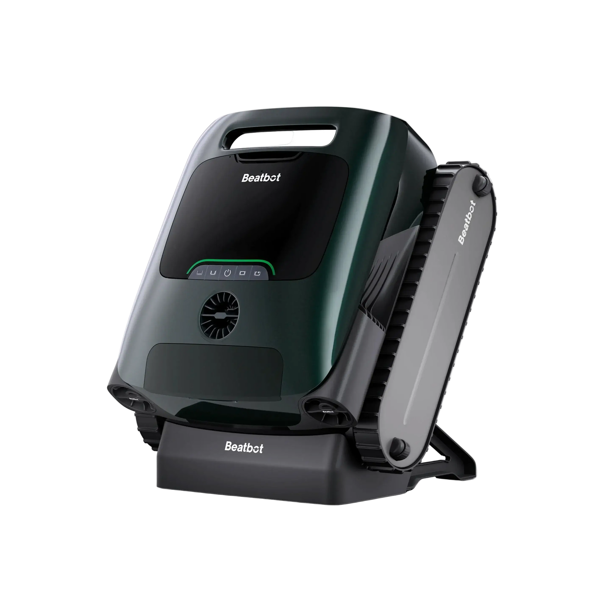 Beatbot P300 Pro Cordless Robotic Pool Cleaner at an angle, featuring sleek green design, ideal for large pools. SKU: SOS Pool.