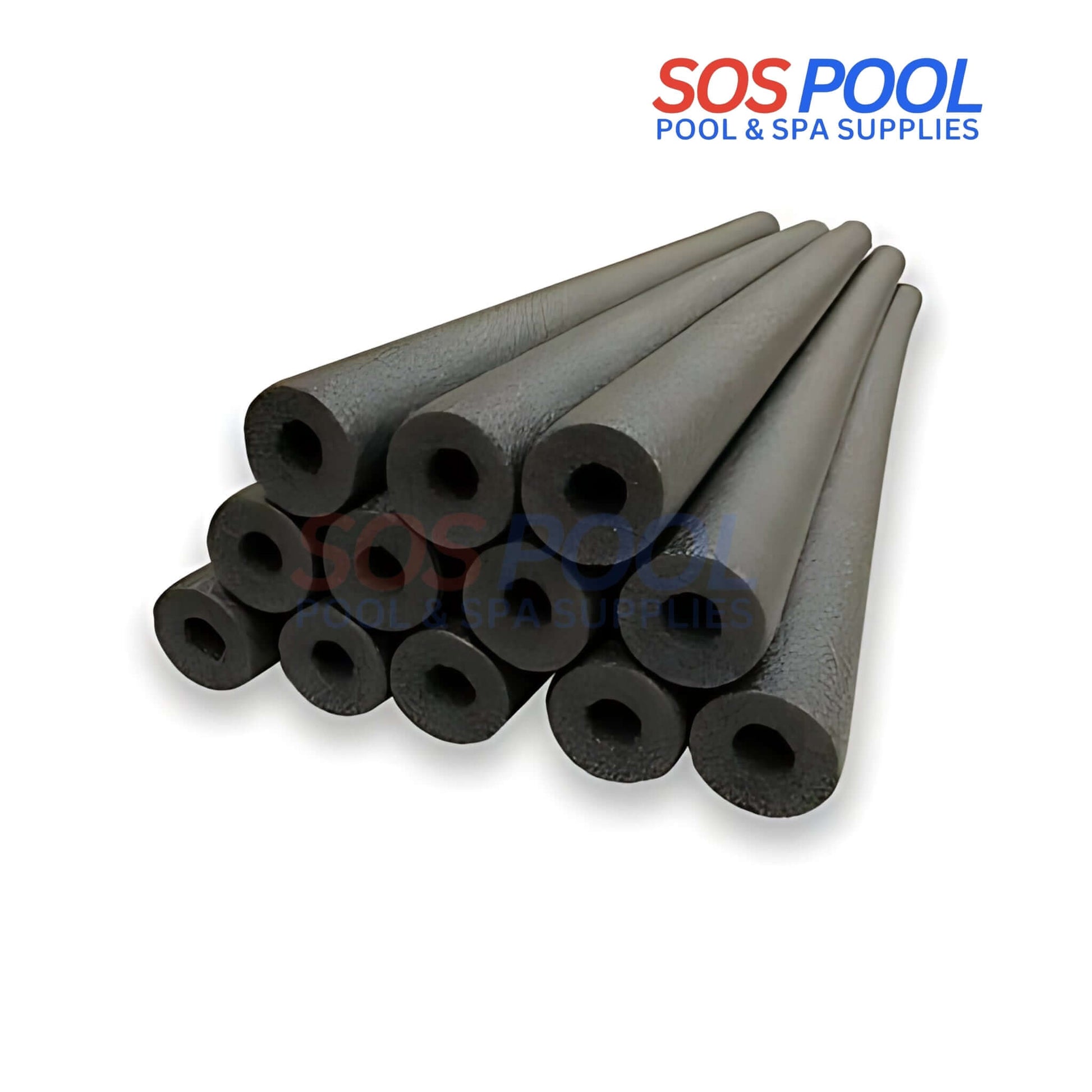 Deluxe Foam Swim Noodles | Orange | Black | Purple | 47" x 2.25" stacked black noodles from SOS Pool, ideal for pool supplies and swim training.