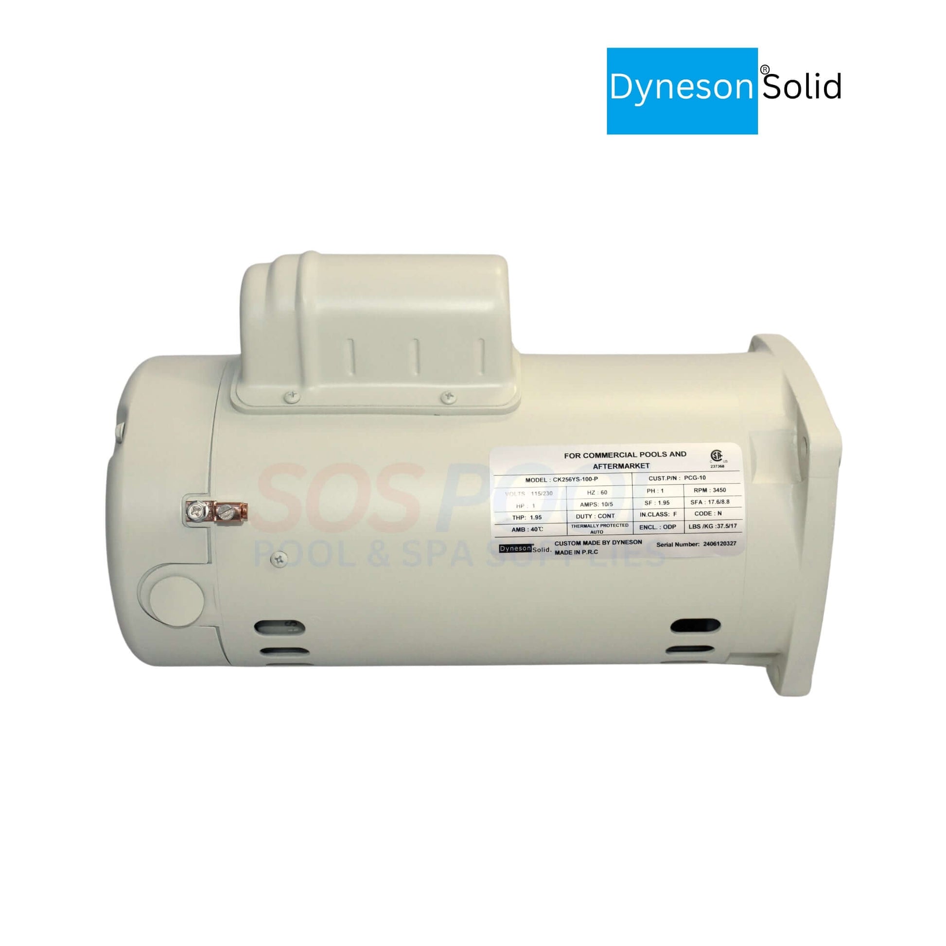 Dyneson 1 HP Motor for SuperFlo and WhisperFlo Pumps | Almond | SOS Pool | Durable Replacement Motor