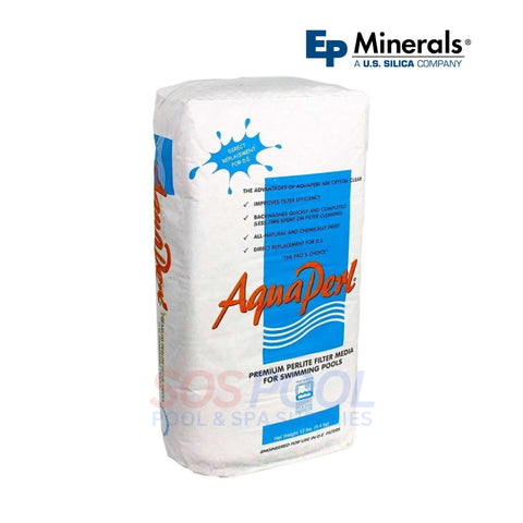 EP Minerals AquaPerl perlite filter media 12.5 lbs for swimming pools by SOS Pool and Spa, eco-friendly solution.