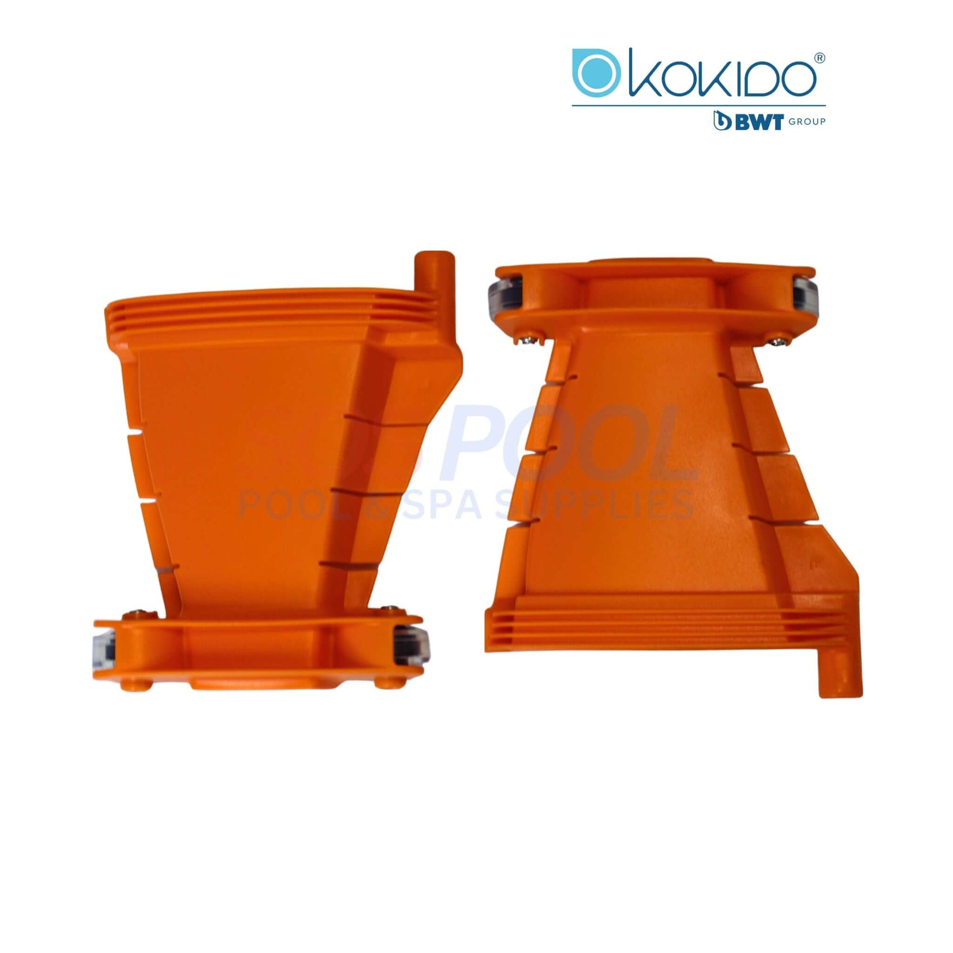 BWT Kokido Turbo EV105ASM03 left and right wing extensions in bright orange, enhancing pool vacuum performance for SOS Pool supplies.