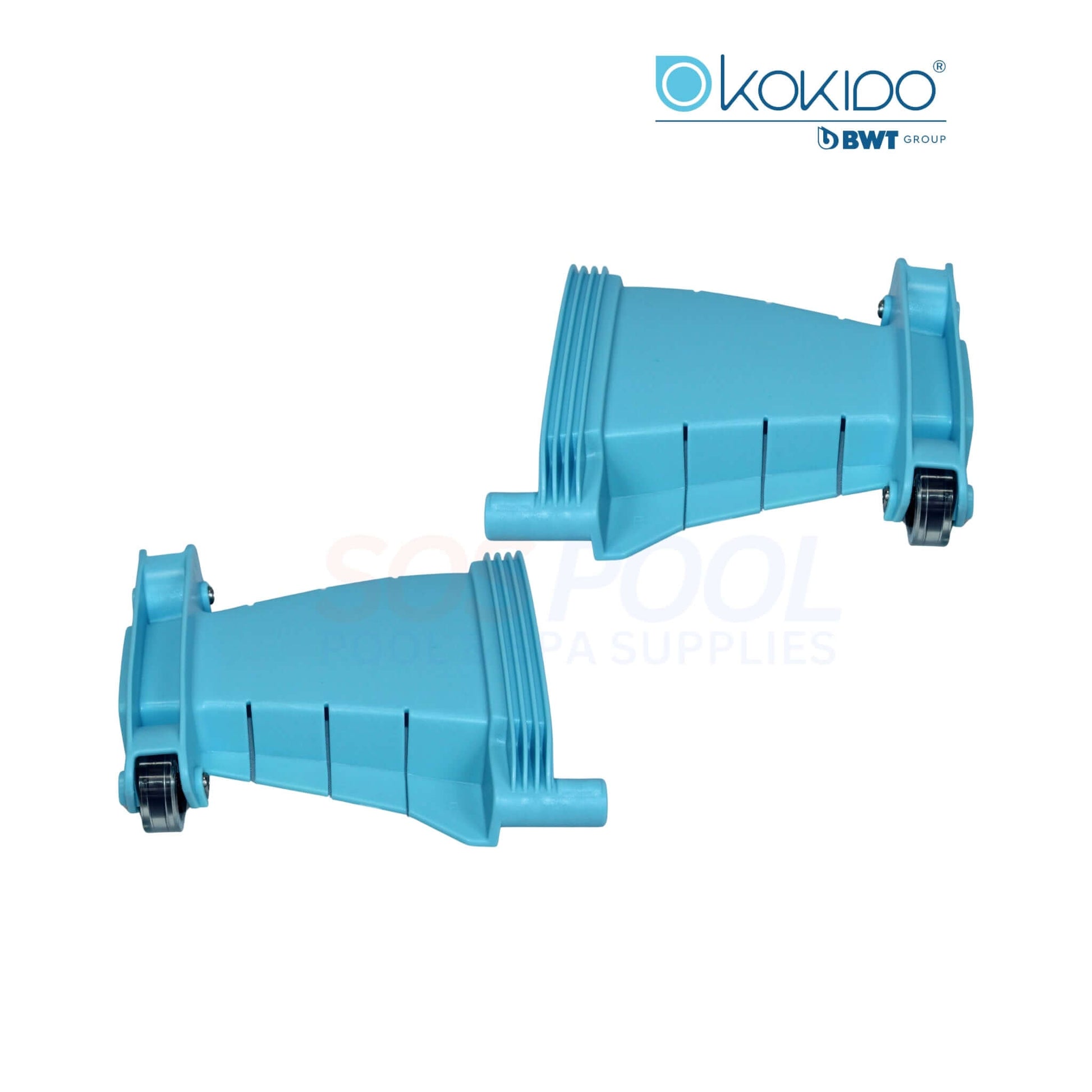 BWT Kokido Turbo EV105ASM03 left & right wing extensions in blue for pool vacuum, enhancing cleaning path width. SOS pool supplies.