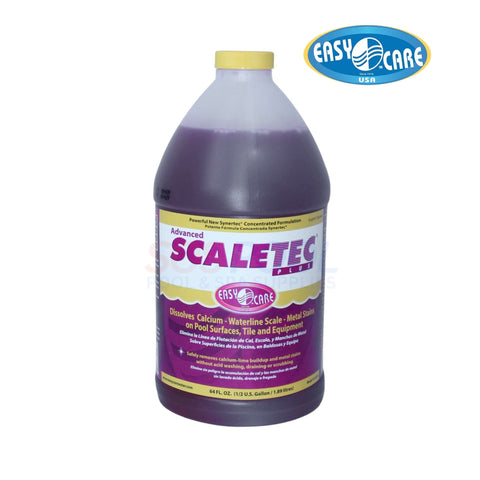 EasyCare Scaletec Plus Descaler & Stain Remover 64oz bottle, effective against calcium buildup and stains for SOS Pool.