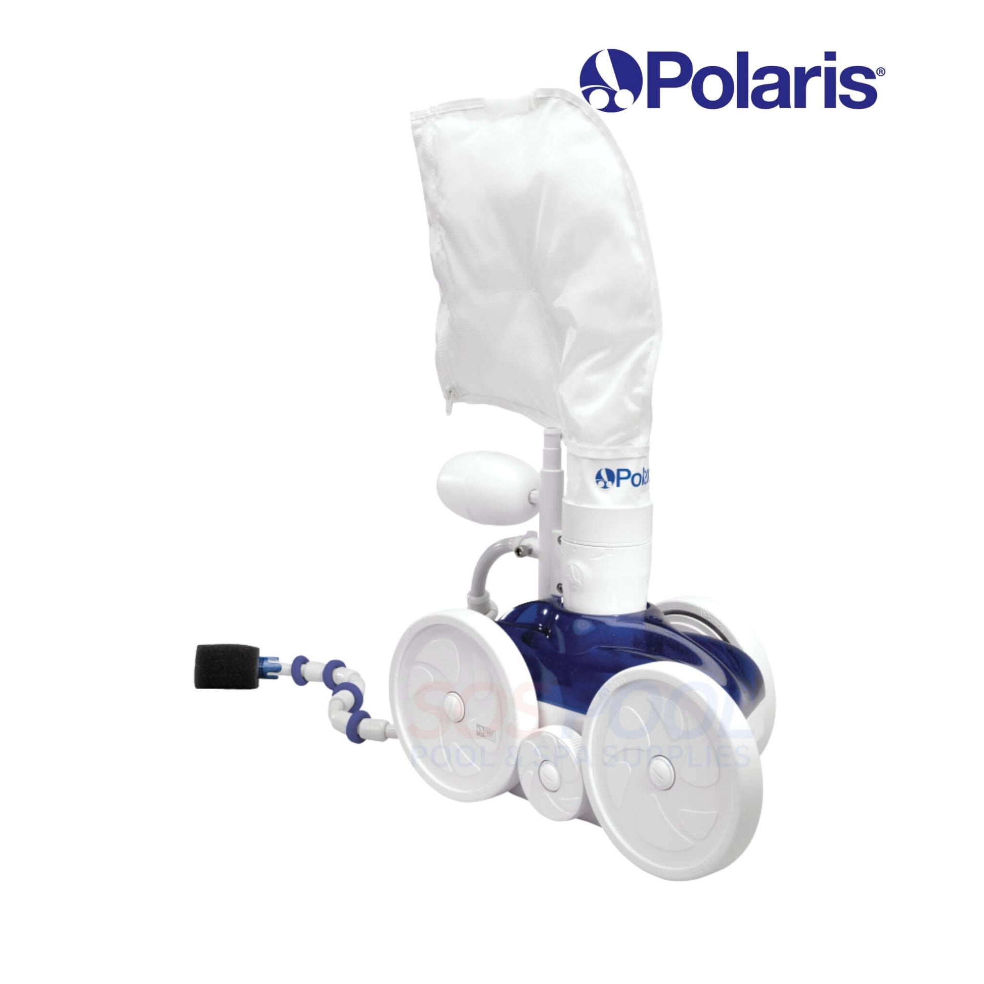 F5TR Polaris TR28P Pressure Pool Cleaner in blue and white, designed for effective in-ground pool cleaning, perfect for SOS Pool supplies.