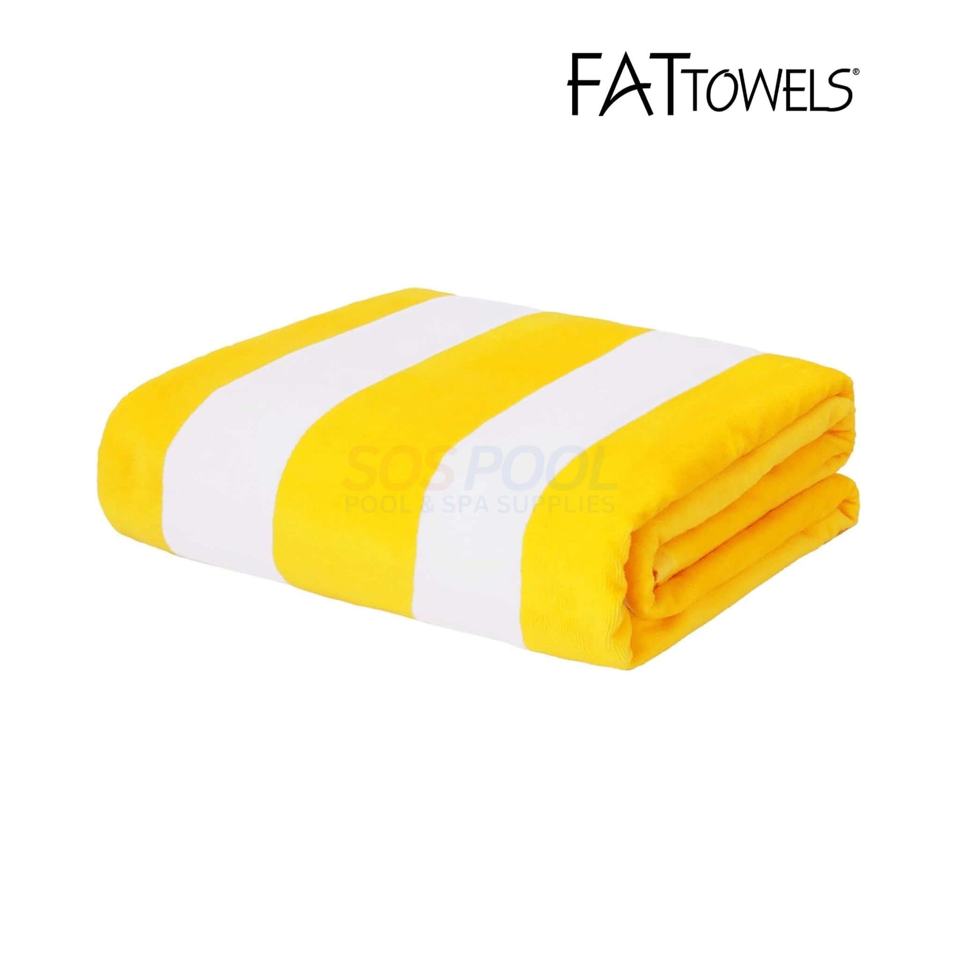 FatTowel Beach Towel in Cobana Stripe Velour, yellow and white, 35" x 60" for cozy beach lounging, SKU: FAT-Towel