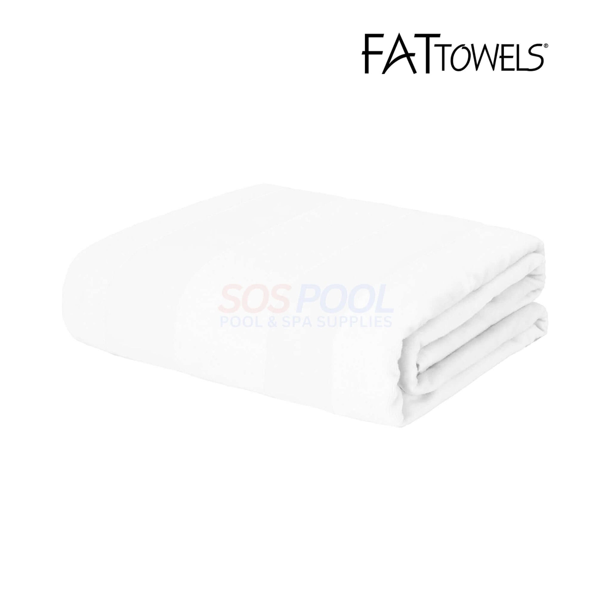 FatTowels Fluffy Beach Towel in White, 35" x 70", 100% cotton, SKU FT30-W, perfect for SOS Pool use.