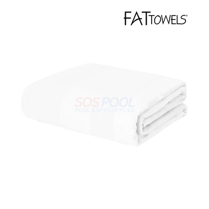 FatTowels Fluffy Beach Towel in White, 35" x 70", 100% cotton, SKU FT30-W, perfect for SOS Pool use.