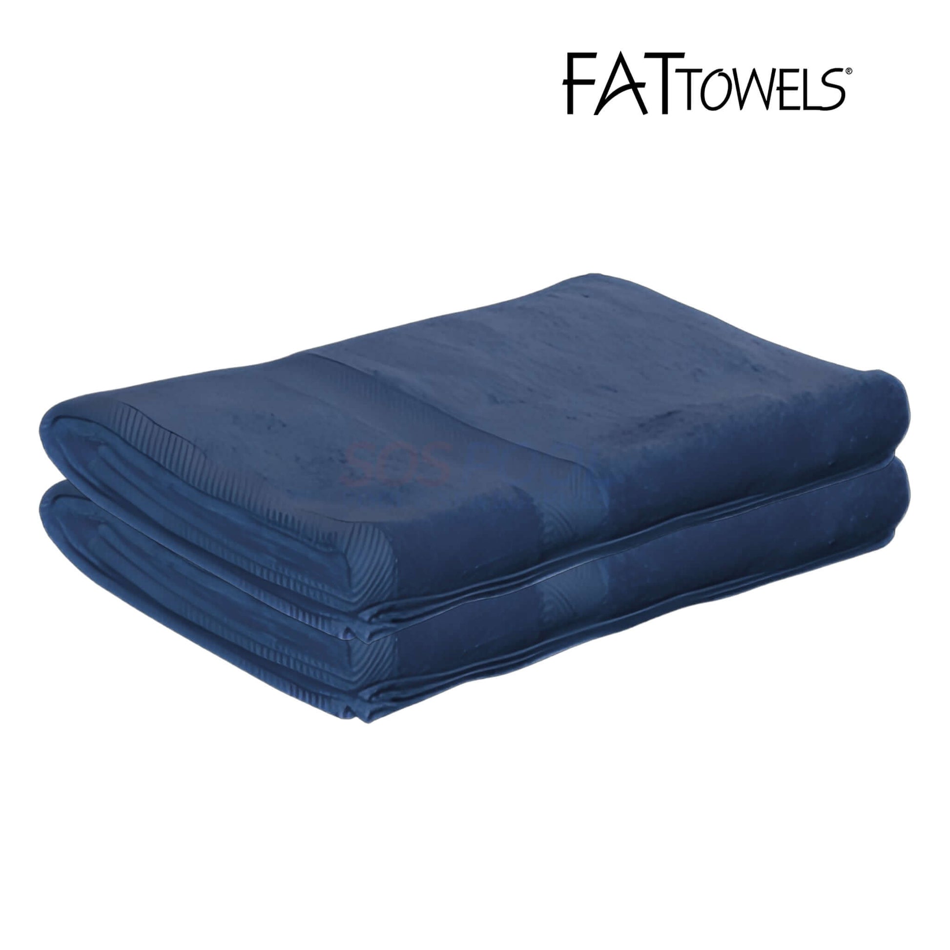 FatTowels FT35 Kingsized Velour Beach Towel folded in navy color, 36" x 72", durable, absorbent, perfect for SOS Pool.
