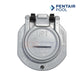 Pentair GW9530 | Pentair Cleaner Vac Port Snap Lock Wall Fitting, gray color, top view, compatible with various suction cleaners, SOS pool supplies.