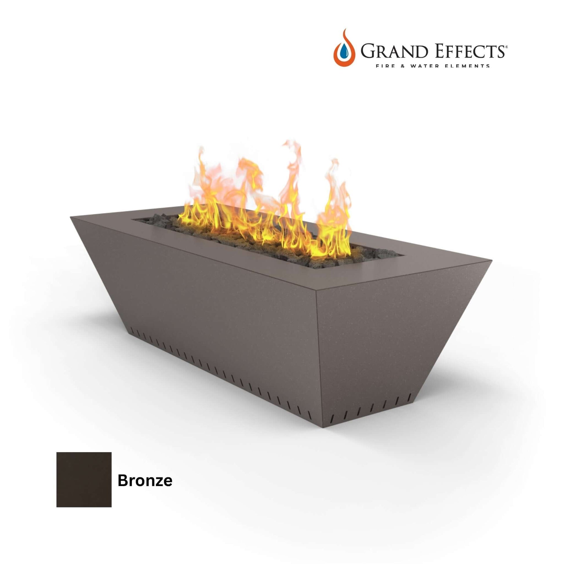Grand Effects Fire Table in Bronze Finish with Flames | SOS Pool | Linear Corinthian | 60x26x18 | SKU: Linear Corinthian