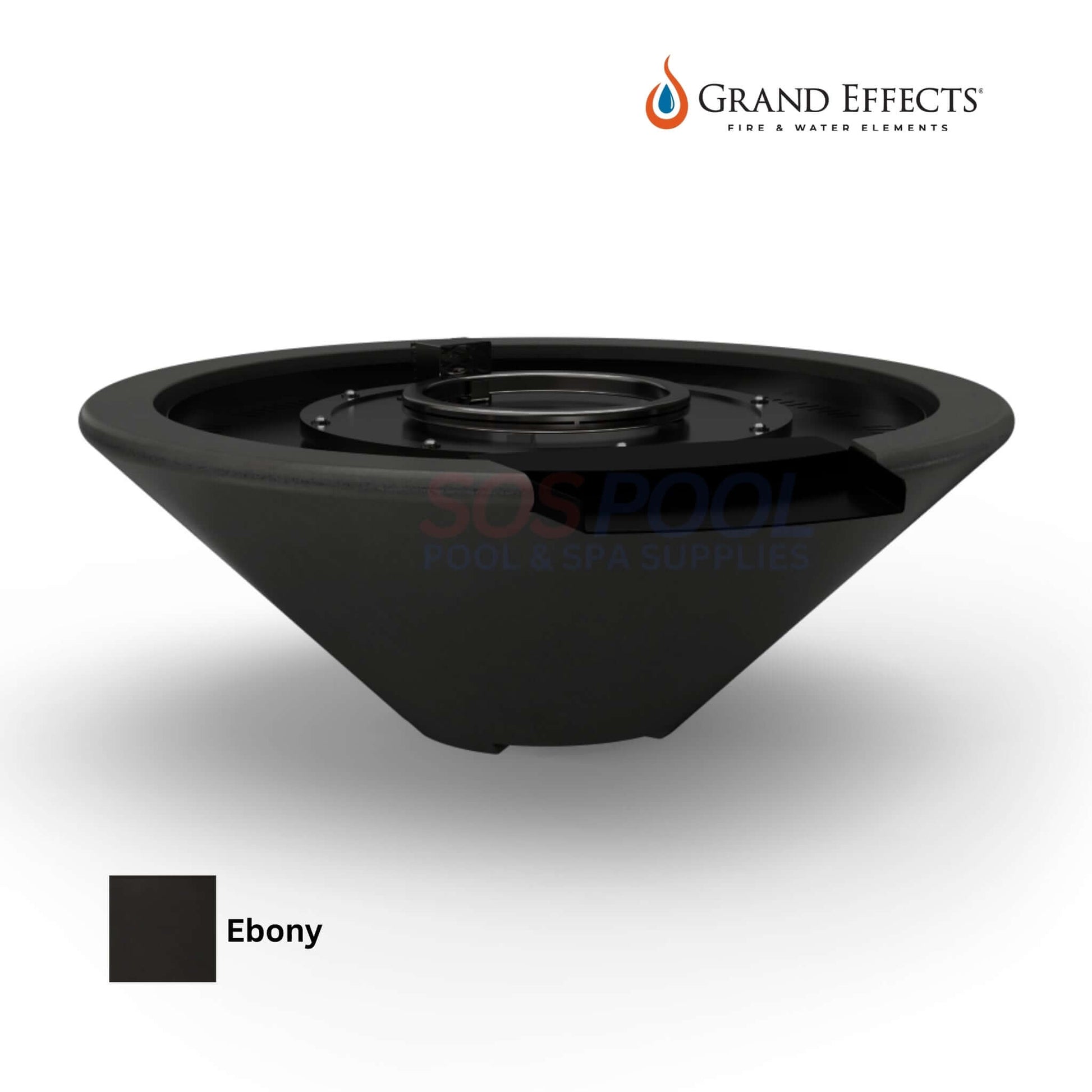 Grand Effects Fire & Water Bowl Essex in Ebony - 30" & 36" GFRC models from SOS Pool. SKU: Grand Effects