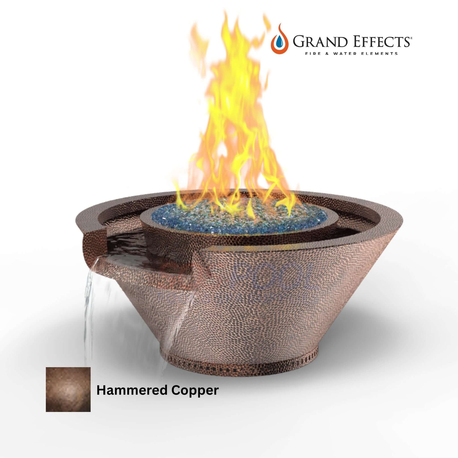 Grand Effects Fire & Water Bowl in Oil Rubbed Hammered Copper, Dual-function design, SKU: SOS Pool.