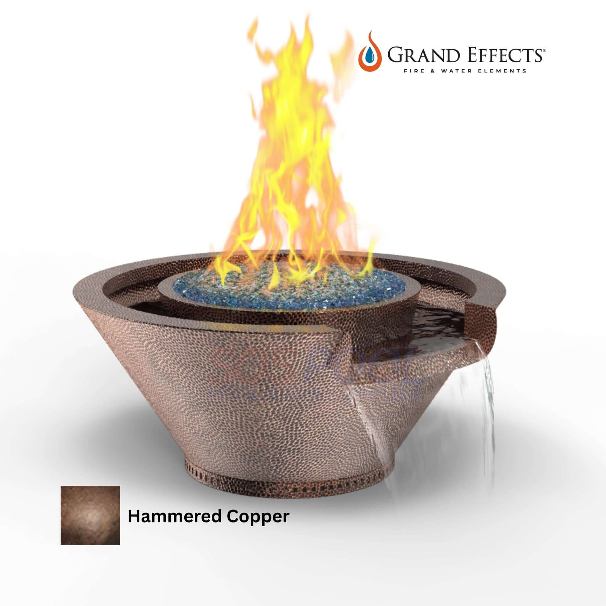 Grand Effects Grand Effects Fire & Water Bowl, Oil Rubbed Hammered Copper, Artisan Series, SOS Pool, SKU: Round Essex