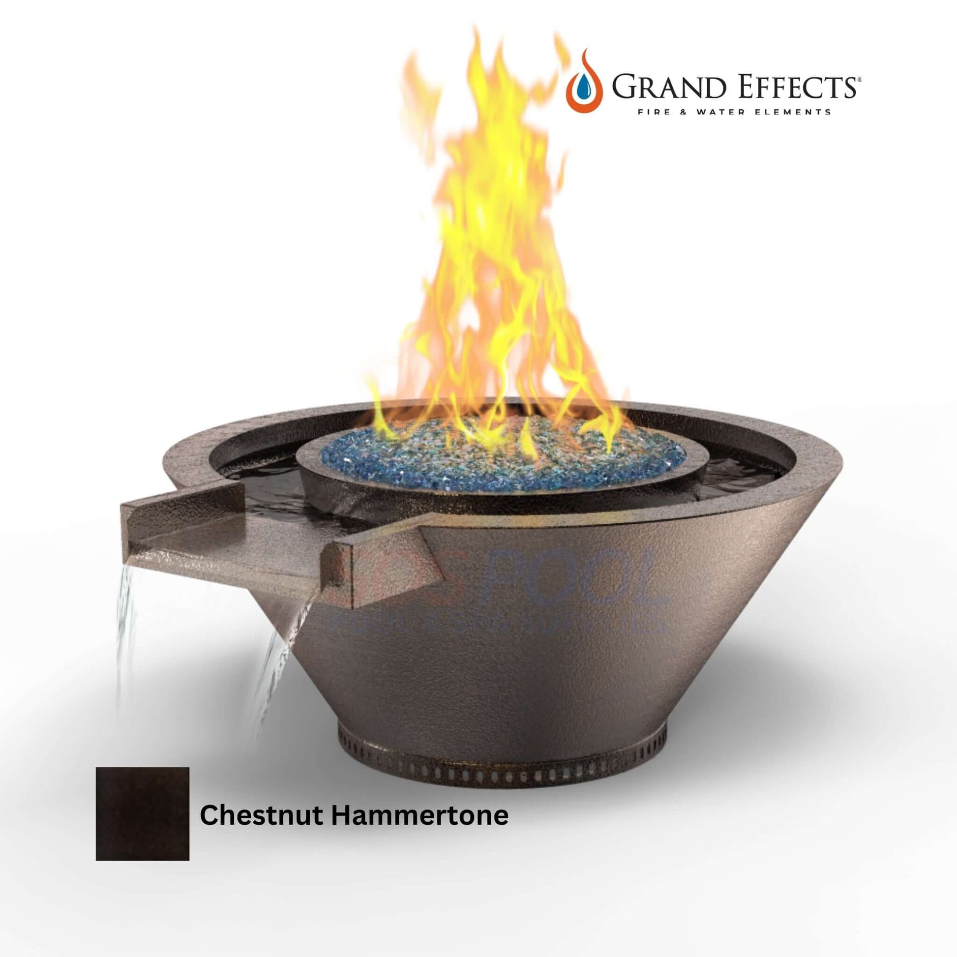 Grand Effects Round Essex Fire & Water Bowl in Chestnut Hammertone | Artisan Series | SOS Pool SKU: 001