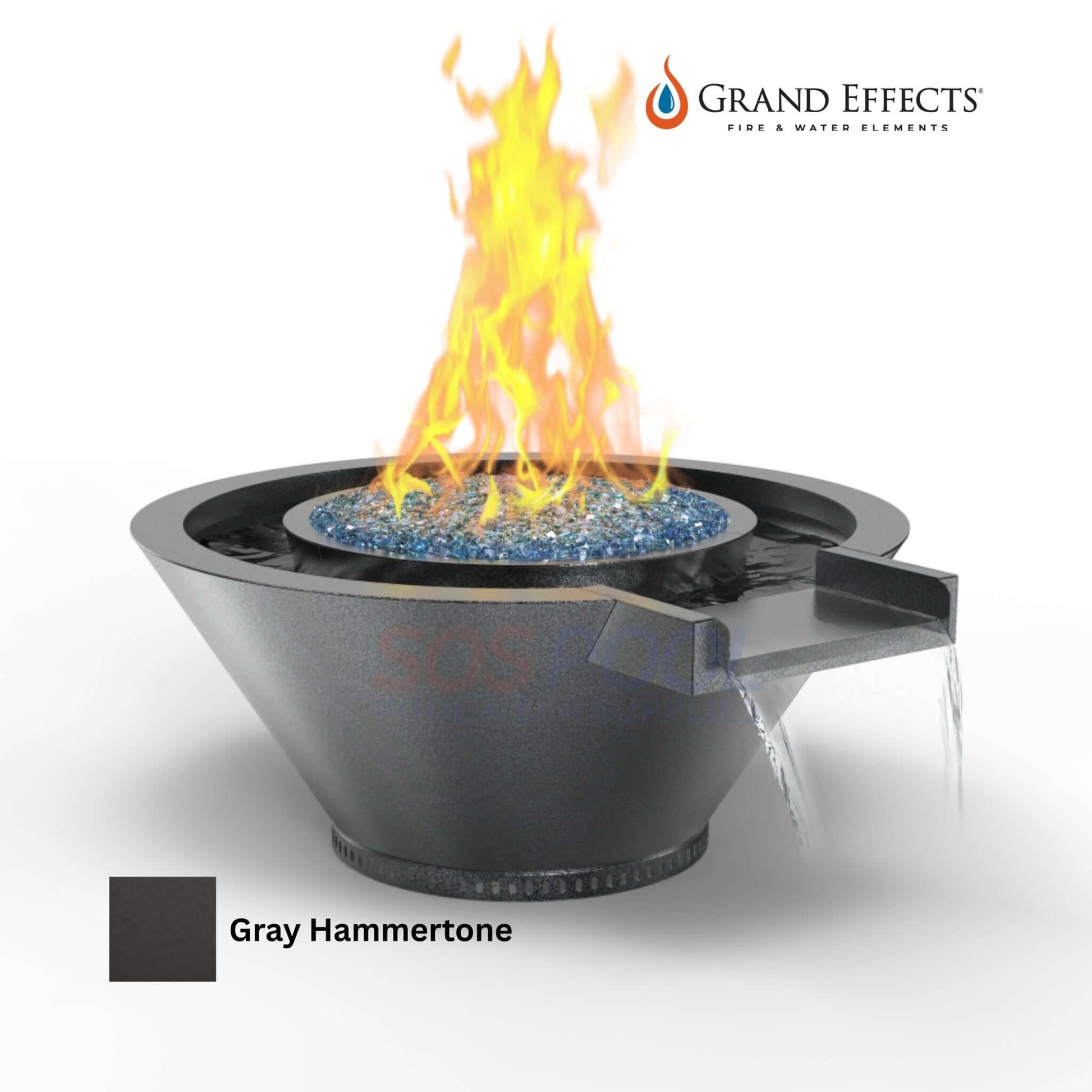 Grand Effects Round Essex Fire & Water Bowl in Metallic, SOS Pool SKU: Artisan Series Extended Lip