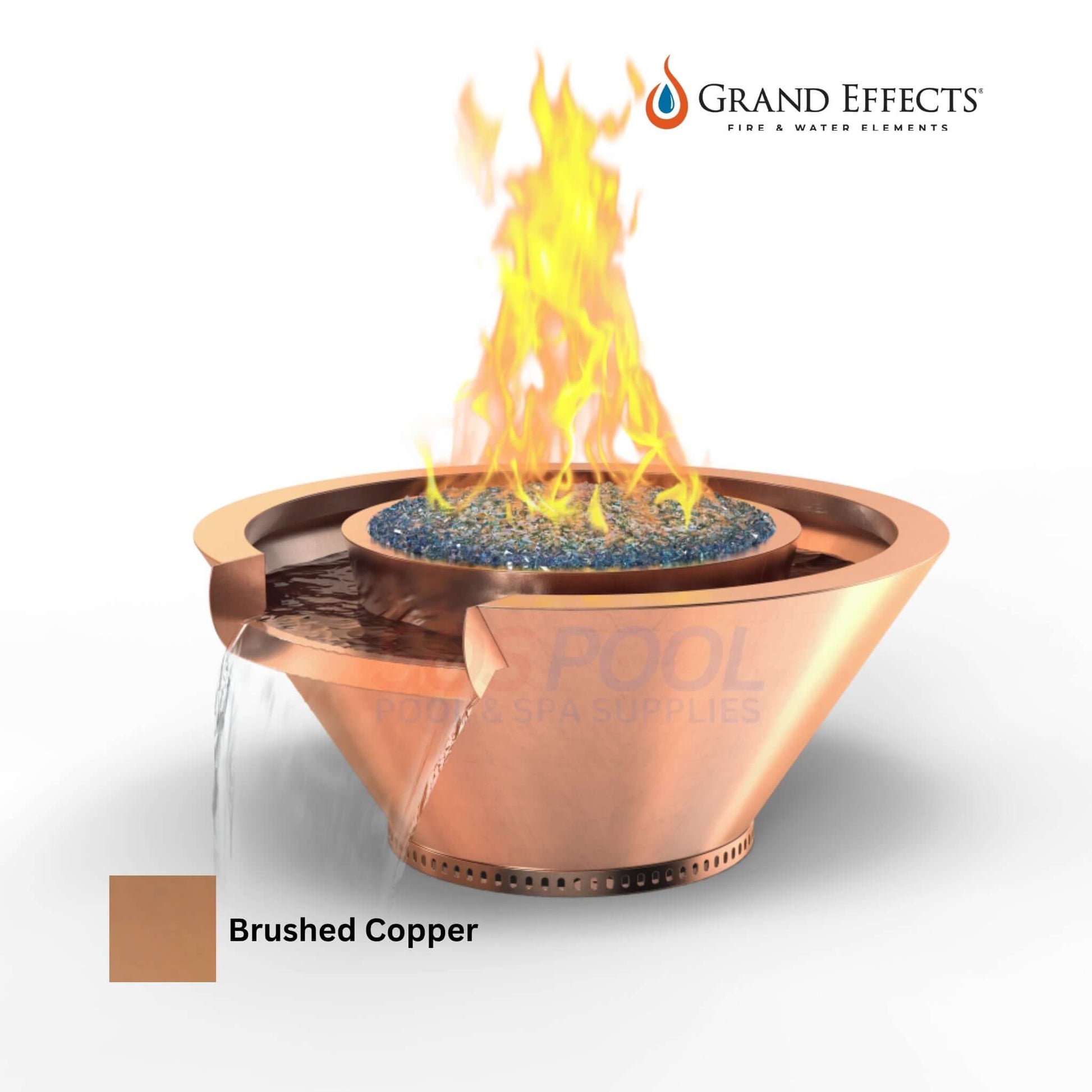 Grand Effects Round Essex Fire & Water Bowl in Copper, Artisan Series, seamless design, SKU: SOS Pool.