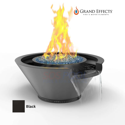 Grand Effects Round Essex Fire & Water Bowl in Black, Artisan Series Seamless Lip, SKU: SOS Pool.