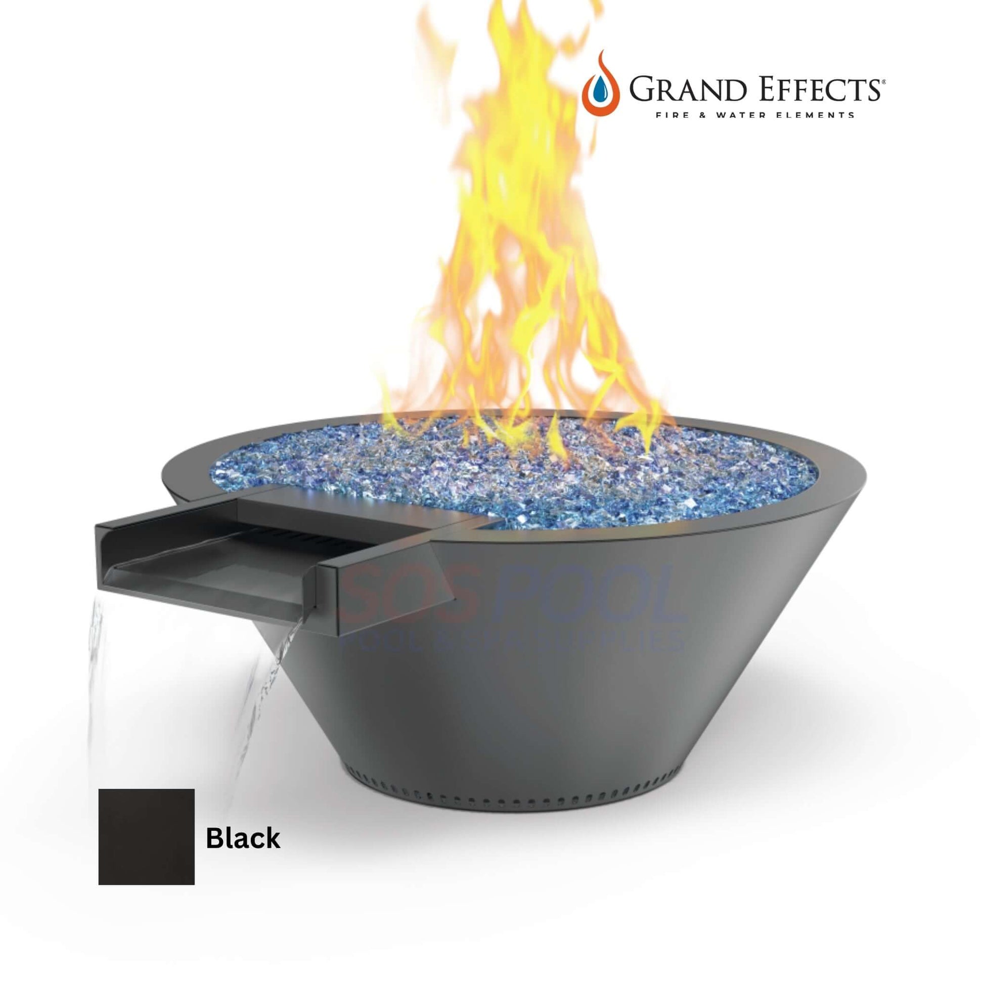 Grand Effects Fire & Water Bowl in Metallic Finish. Round Essex design, built for longevity, SKU: SOS Pool.