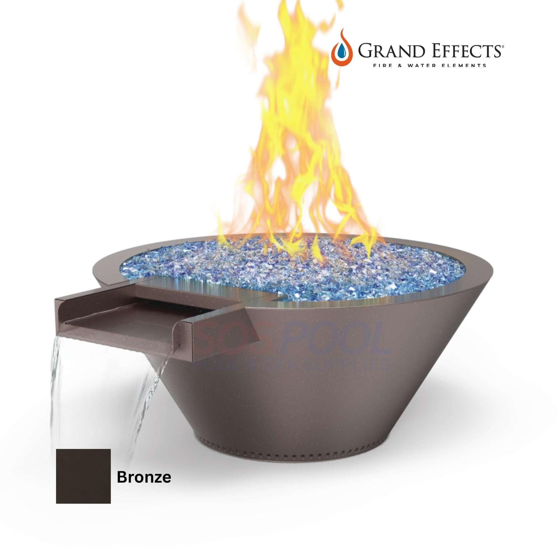 Grand Effects Fire & Water Bowl Round Essex Builder Series Metallic SOS Pool SKU: GEFW-BWL-ESX