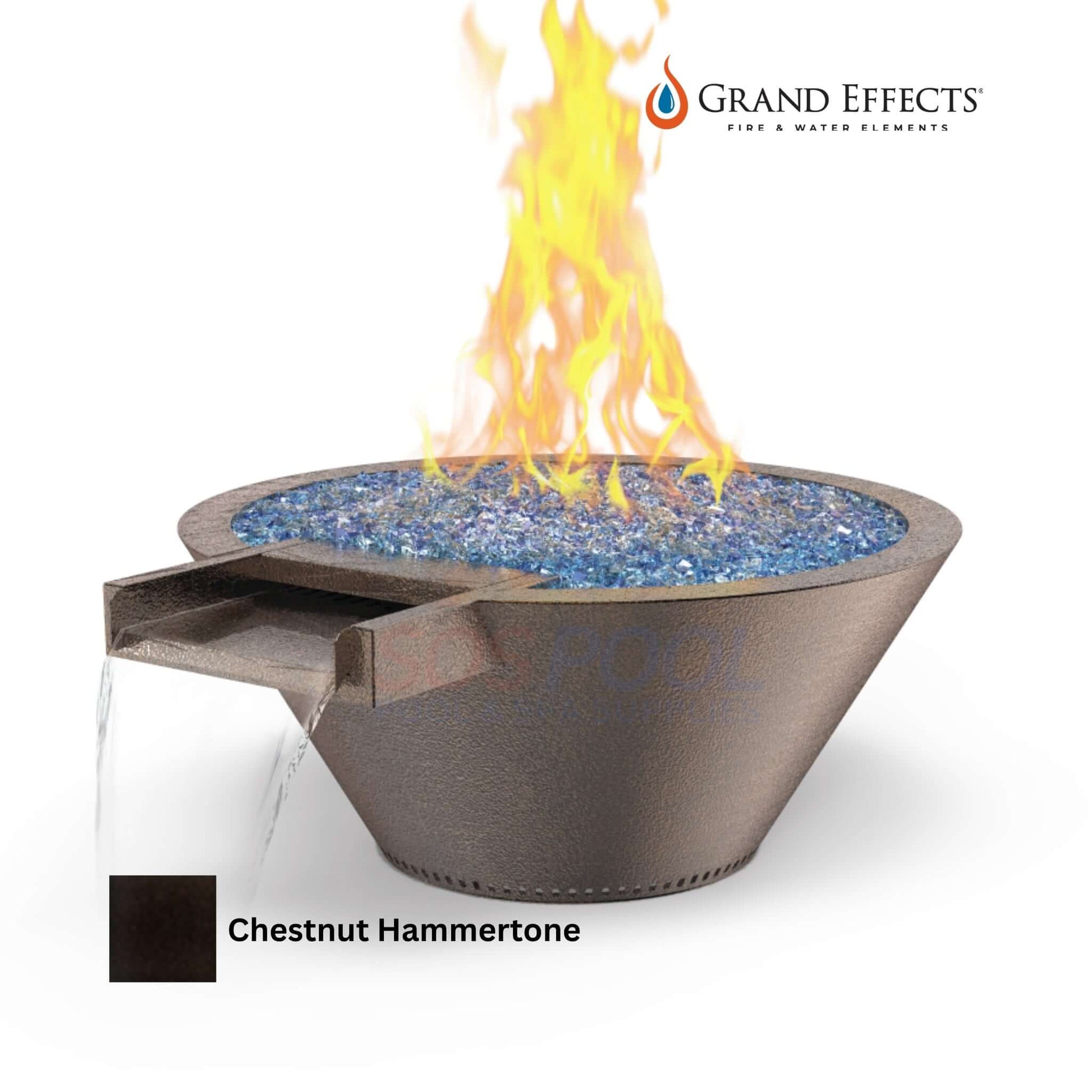 Grand Effects Round Essex Fire & Water Bowl in Chestnut Hammertone, SKU: Builder Series, SOS Pool, metallic finish.
