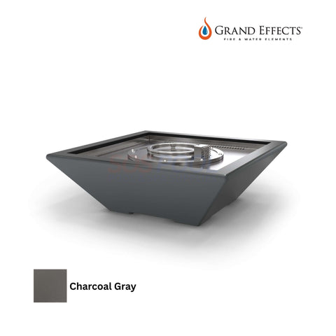 Grand Effects Corinthian Fire Bowl in Charcoal Gray, durable GFRC outdoor fire feature for SOS Pool, SKU: Grand Effects.