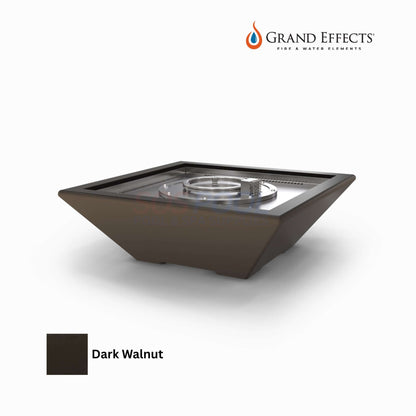 Grand Effects Corinthian Fire Bowl in Dark Walnut, a modern outdoor fire feature. SKU: SOS Pool.