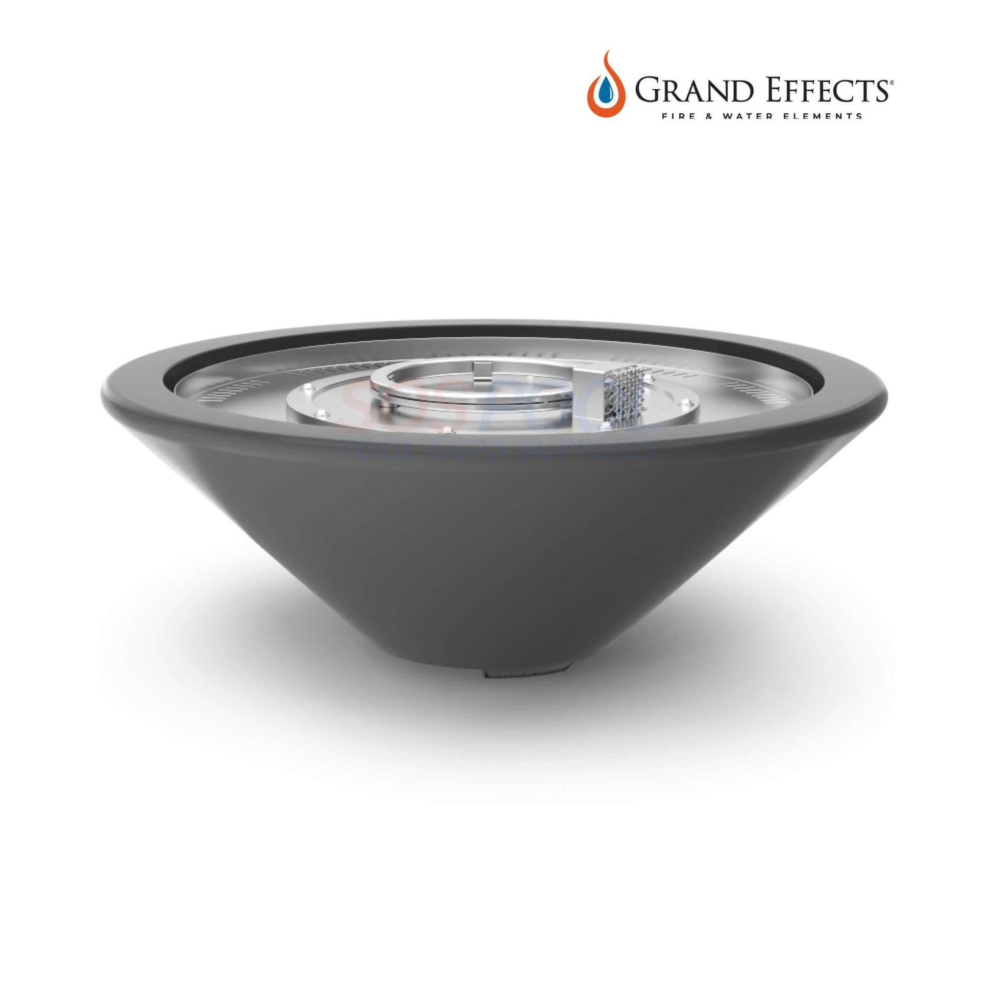Grand Effects Essex Fire Bowl in Concrete, minimalist outdoor fire feature for SOS Pool, SKU: GF-031