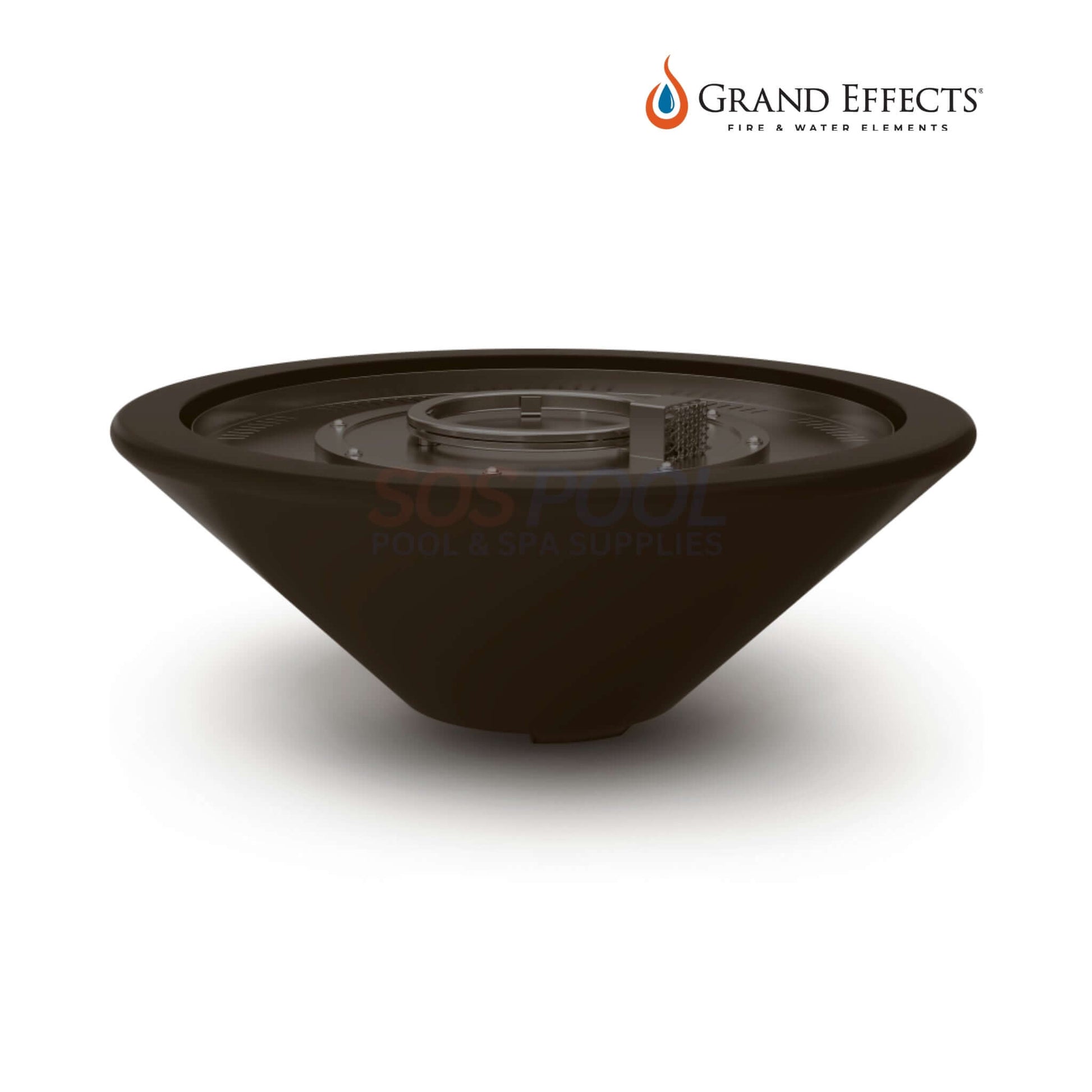Grand Effects Essex Fire Bowl in Concrete, SOS Pool, modern elegant outdoor fire feature, SKU: GF-ESSEX