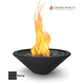 Grand Effects Essex Fire Bowl in Ebony color with flame, outdoor fire feature by SOS Pool, SKU: GFRC-EBNY