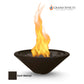 Grand Effects Essex Fire Bowl in Concrete with flames, premium outdoor fire feature by SOS Pool, SKU: GP-ESSEX-BOWL