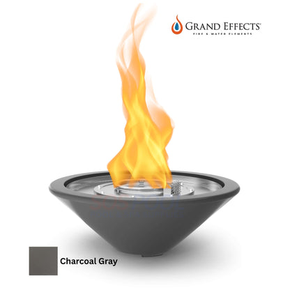 Grand Effects Essex Fire Bowl in Charcoal Gray featuring flames | SOS Pool | Concrete | SKU: GF-Essex-Charcoal
