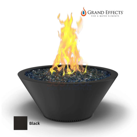 Grand Effects Essex Fire Bowl in Black, premium outdoor fire feature, model SKU: SOS Pool.