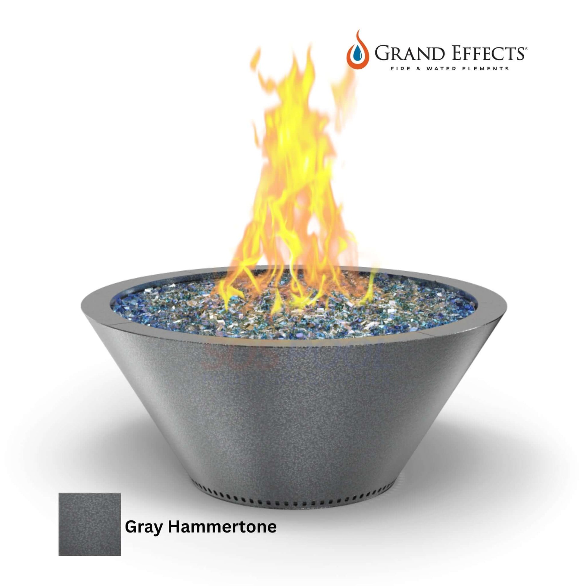 Grand Effects Essex Fire Bowl in Gray Hammertone, premium outdoor fire feature by SOS Pool, SKU: 12345