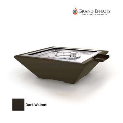 Grand Effects Fire & Water Bowl in Dark Walnut color, 30-inch square design, SKU: SOS Pool