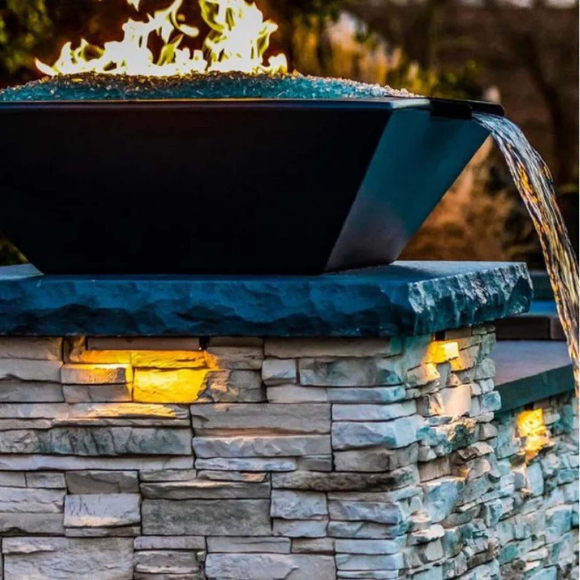 Grand Effects Corinthian Fire & Water Bowl Concrete with glowing accents, SKU part number: SOS Pool