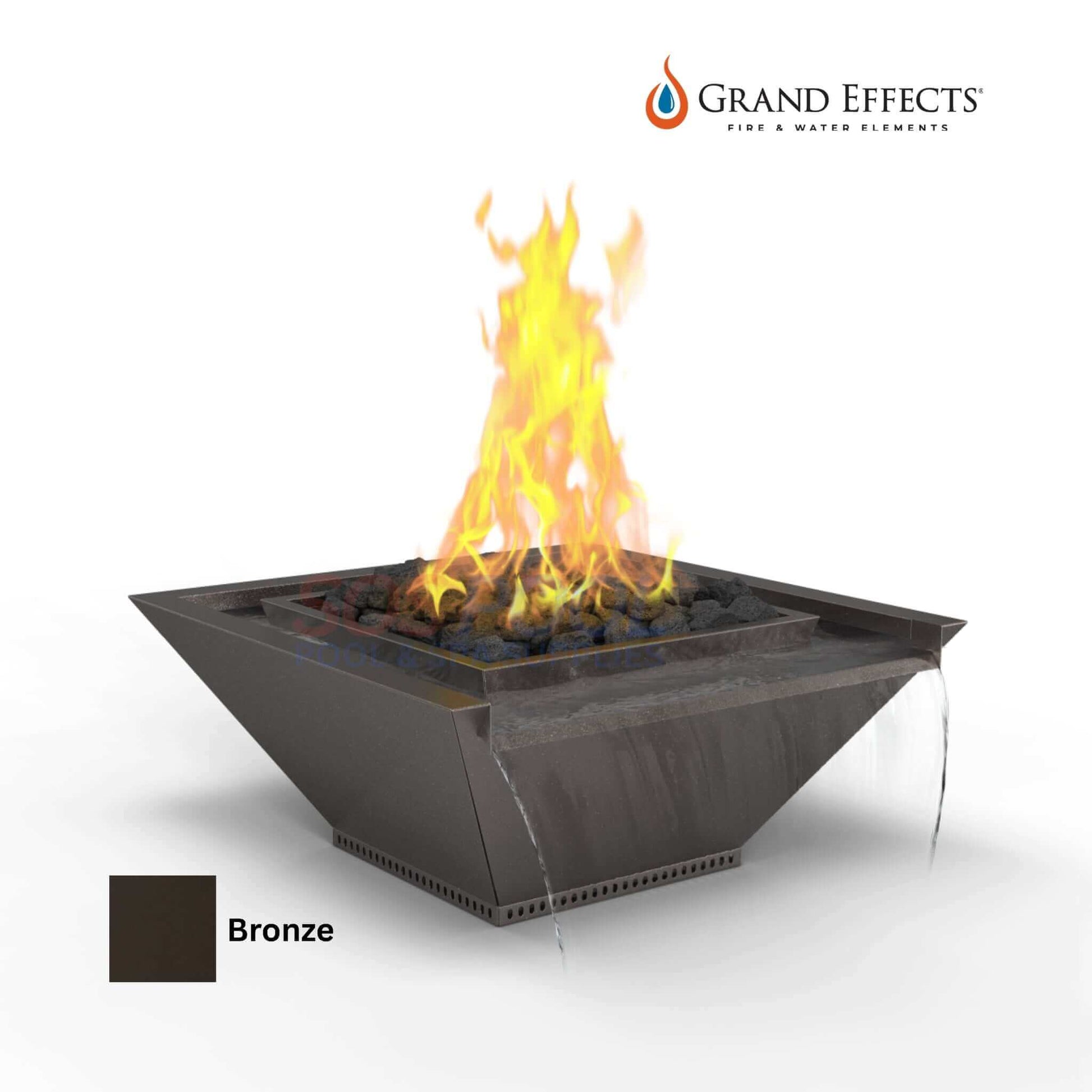 Grand Effects Fire & Water Bowl in Bronze, Square Corinthian, Artisan Series, SKU: SOS Pool