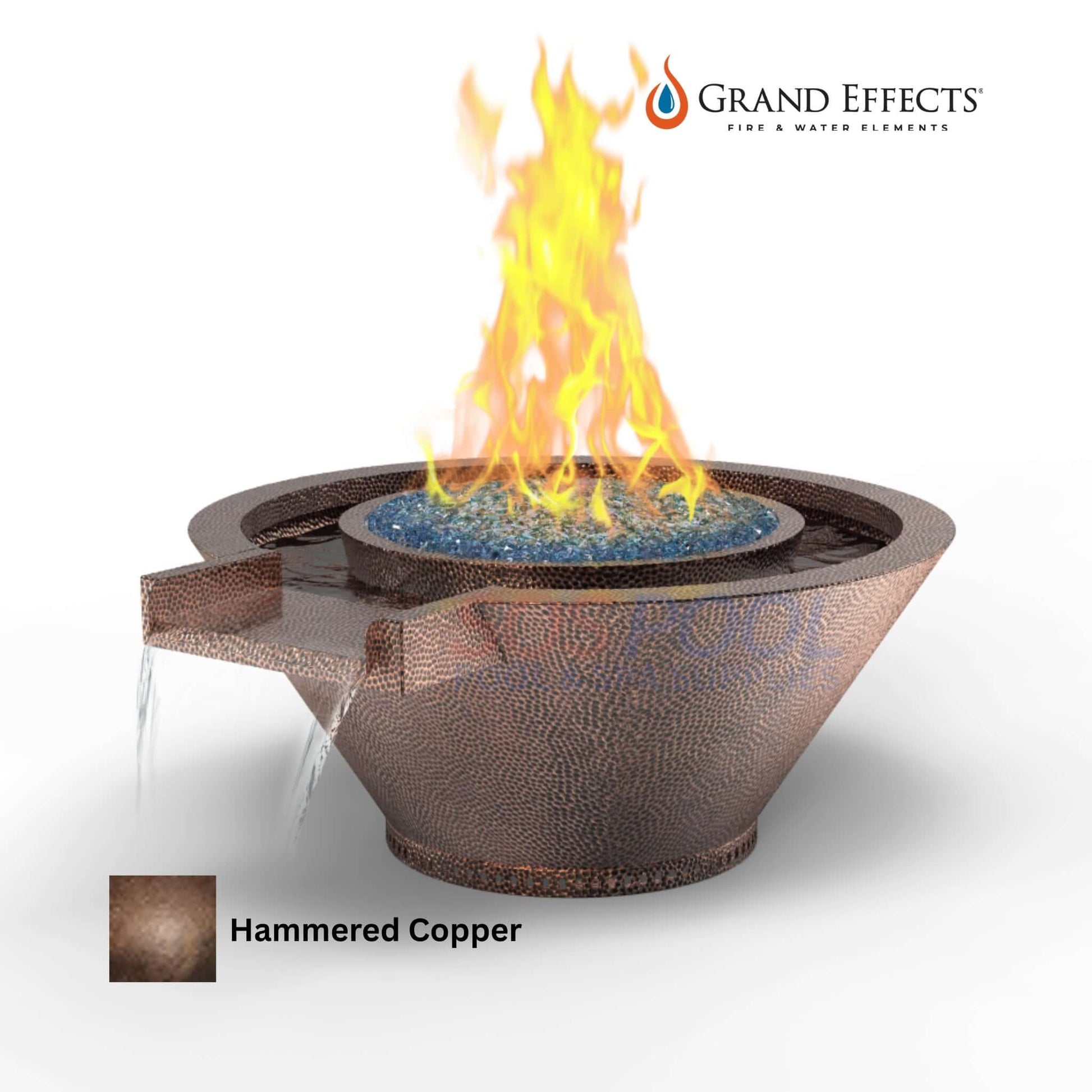 Grand Effects Oil Rubbed Round Essex Fire & Water Bowl in Hammered Copper, SOS Pool, SKU: Artisan Series
