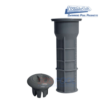 Gray Umbrella Socket Pool Deck Anchor | PS-7015-UG, showing gray ABS plastic anchor and flip insert for durable pool use.