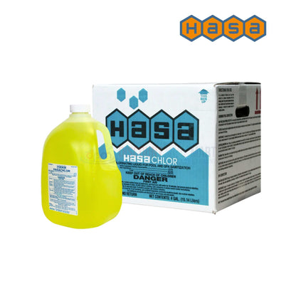 HASA Sani-Chlor Liquid Chlorine 12.5%, 1-gallon container for effective SOS Pool sanitation and water treatment.