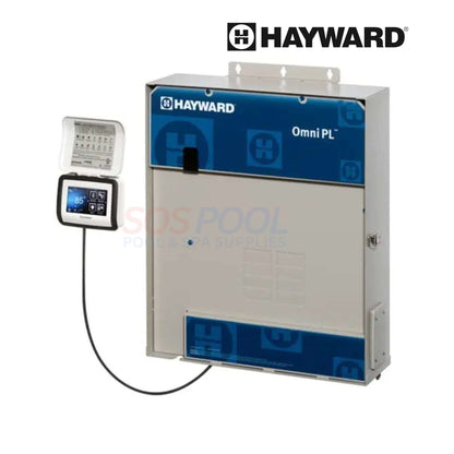 Hayward OmniPL 4 Relay Control System HLPLUS4W, featuring digital display and salt chlorination for pool automation.