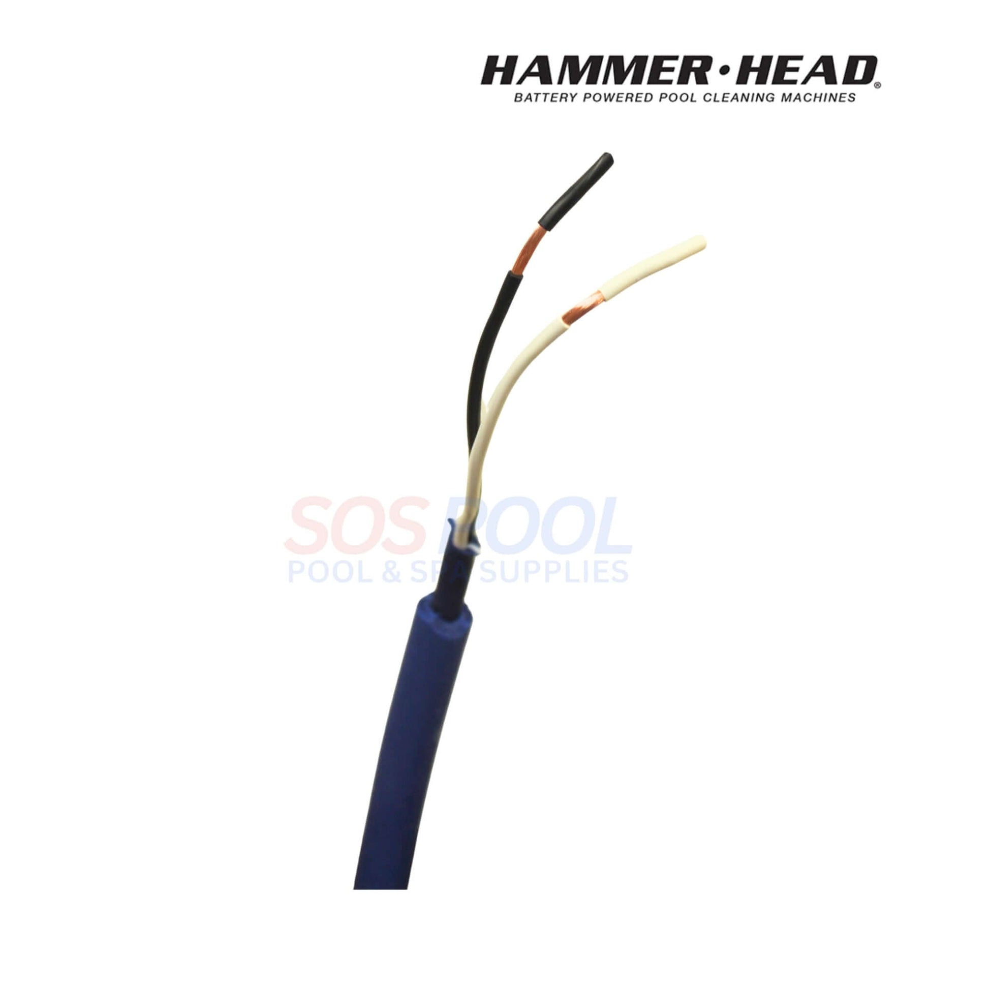 Close-up of HammerHead 21" Vacuum Head With 60' Cord | HH1310-60 electrical wires, featuring colored connectors for pool cleaning.