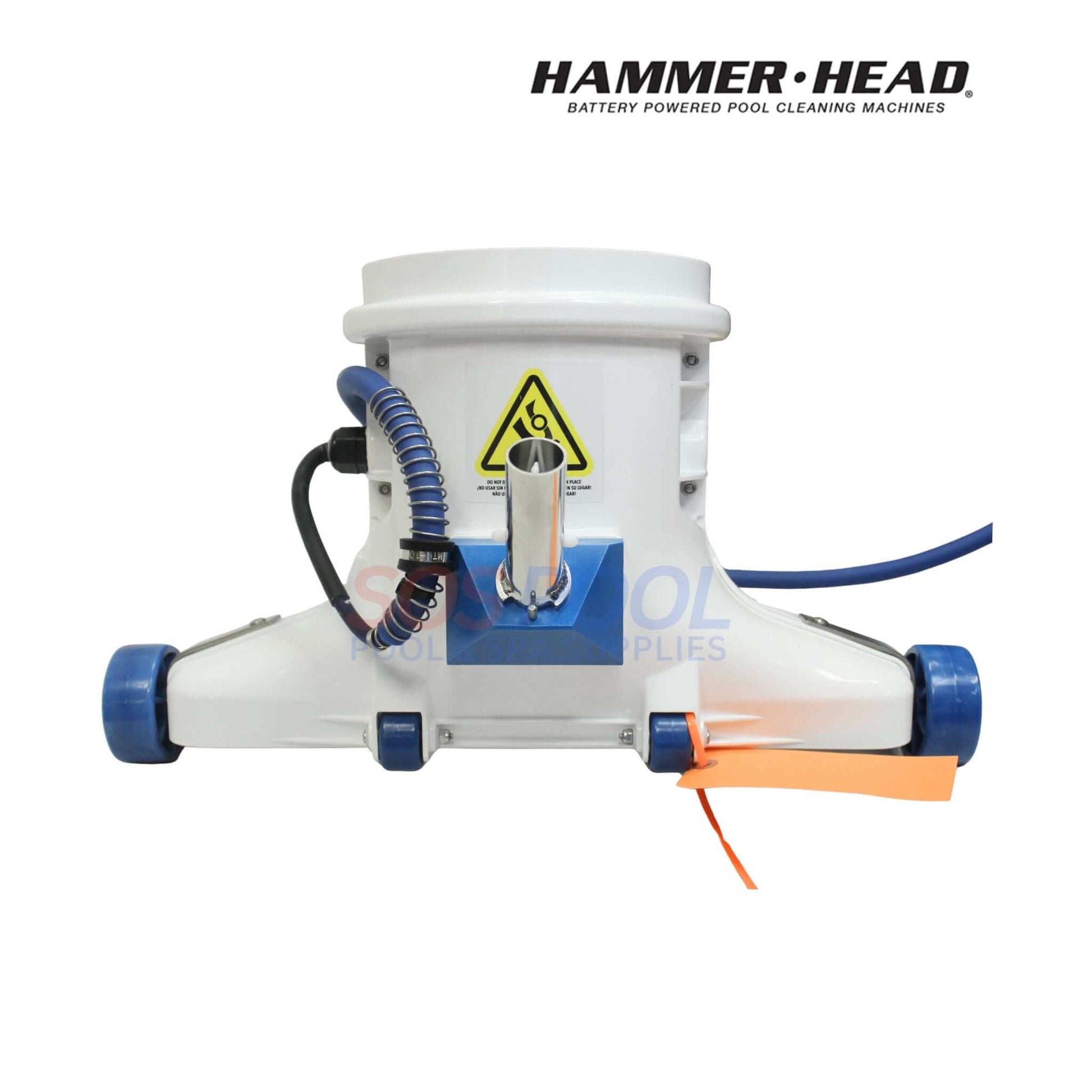 HammerHead 21" Vacuum Head With 60' Cord | HH1310-60 front view showing robust design and blue wheels, ideal for SOS pool cleaning.