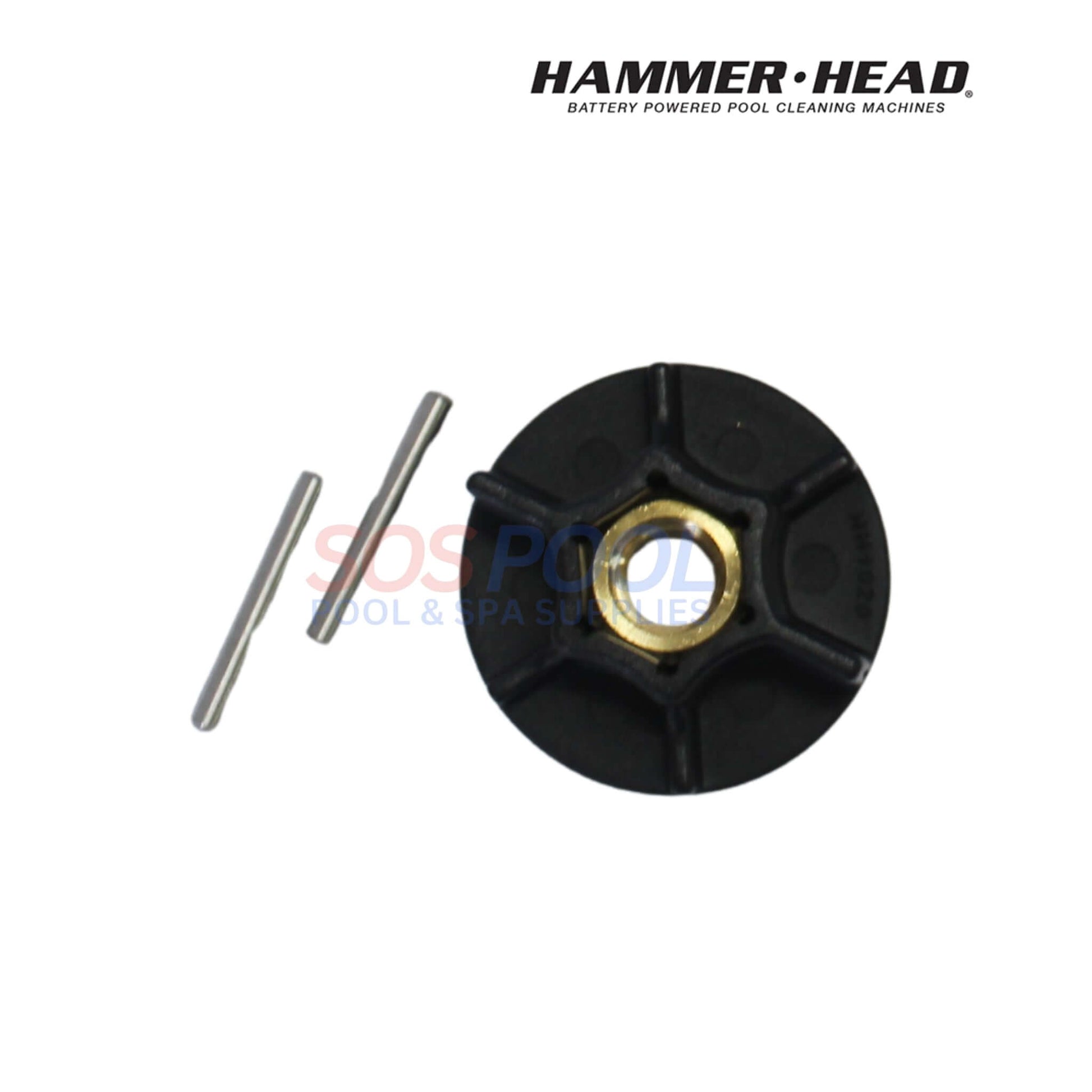HammerHead Cleaner 2 Blade Propeller Kit | HH1004G SOS Pool includes a black propeller, prop nut, and retaining pins for swimming pool parts.