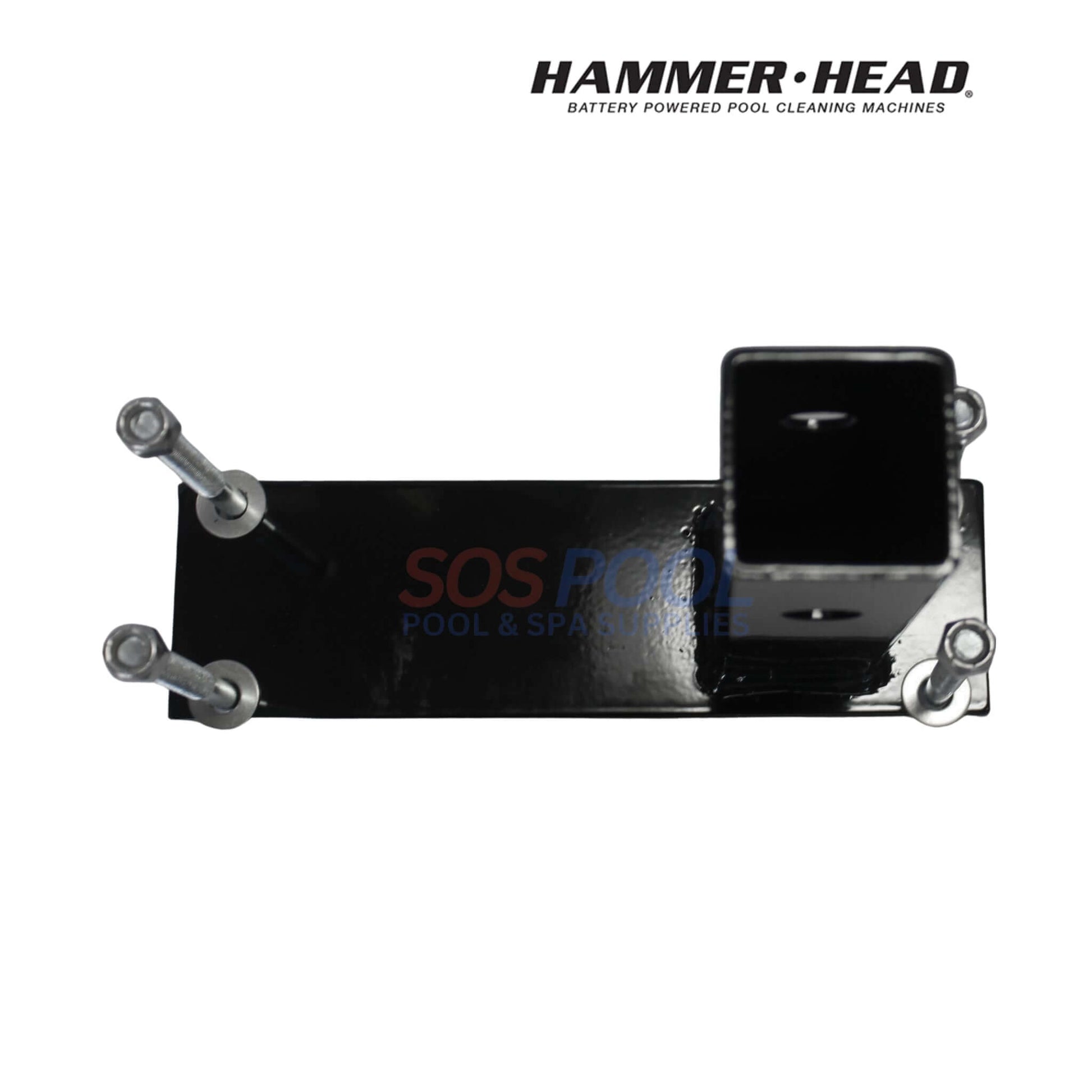 HammerHead Cleaner 2" Hitch Adapter With U-Bolt | HH1301, top view, black metal structure, bolts included, perfect for SOS Pool supplies.